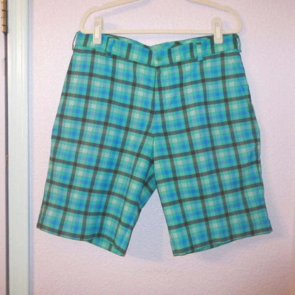 Nike Golf Shorts Mens Size 34 Performance Stretch Dri-Fit Blue Plaid Gorp 11”